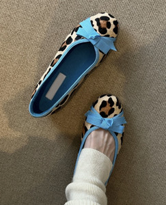 Zapatos Planos de Mujer Estilo Francés con Estampado de Leopardo y Punta Redonda, Modelo Final 2026, Tipo Bailarina con Lazo y Boca Baja - Product Image 5