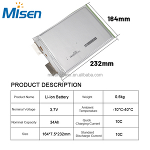 แบตเตอรี่ลิเธียมไอออน 3.7v 34ah 30ah P34 P30 แบบชาร์จได้ Ncm Polymer Lipo Pouch สำหรับจัดเก็บพลังงาน ใช้กับจักรยานไฟฟ้า สกู๊ตเตอร์ไฟฟ้า และรถยนต์ - Product Image 2