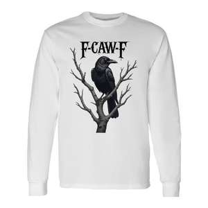Camiseta de Manga Larga F-Caw-F Black Crow para Amantes de las Aves, Cuello Redondo Unisex, Impresión Digital, Ropa Promocional para Adultos - Product Image 1