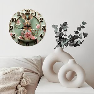 Round Wooden Wall <b>Clock</b> 25x25cm <b>Silent</b> Non Ticking Easy Read Home Decor <b>Clock</b> - Product Image 3