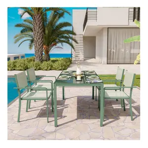 라이프 아트 레저 7 조각 파티오 식탁과 의자 세트 스틸 섬유 패브릭 야외 정원 테이블 세트