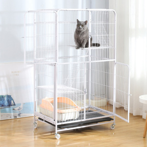 באיכות גבוהה 3-שכבות חתול כלוב פלדה kennel לשחק עם כפתור סגירה גדולה יוקרה גדולה מקורה - Product Image 2