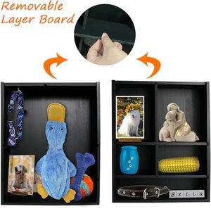 Scatola commemorativa per animali domestici in legno massello 11x14 pollici con ripiani, teca espositiva per la memoria di cani e gatti - Product Image 4
