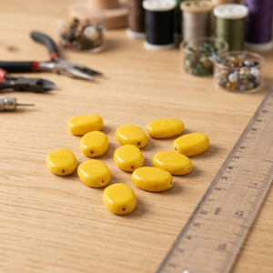 Cuentas de Cristal Amarillo para Prendas con Diseño Hecho a Mano en Vidrio Soplado, Tamaño 18.1x13.6mm - Compre a los Mejores Precios en India Arts Palace - Product Image 2