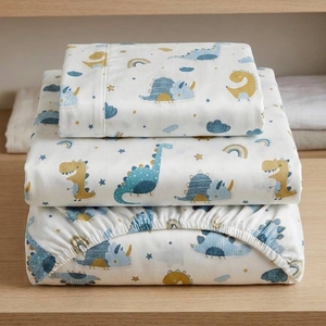 OEM Manufacturing Custom 40s Lyocell Cartoon Dinosaur Fitted Sheet for Kids Home Bedroom Use - Product Image 5