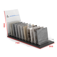 Présentoir de comptoir en métal moderne personnalisable pour carreaux et pierres, avec fentes réglables, étanche et antirouille, idéal pour les salles d'exposition de carrelage