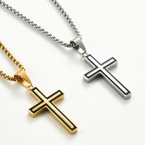 Stainless Steel <b>Small</b> Cross Pendants Necklaces <b>for</b> Women <b>Men</b> Black Edged Silver Gold Religious Christian Prayer Charms Jewelry - Product Image 3