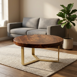 BS INTERNATIONAL, support à gâteau rond en bois fait main, design élégant et moderne, 3 pièces, avec pieds en métal, respectueux de l'environnement, passe au lave-vaisselle - Product Image 1