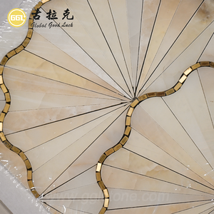 Mosaico de Mármol Blanco Ónix de Lujo, Diseño Único en Forma de Abanico, para Decoración de Interiores de Hoteles, Salones, Dormitorios y Paredes de <span class=keywords><strong>Fondo</strong></span> - Product Image 4