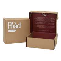 Boîtes d'emballage cadeau en carton ondulé kraft de petite taille, durables, écologiques, avec laminage mat personnalisé