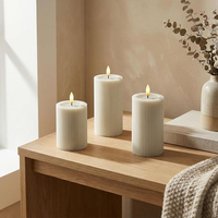 Bougies LED en forme de pilier cannelées à effet flamme vacillante, télécommandées et à intensité variable, sans flamme, pour la décoration de la maison et de mariages