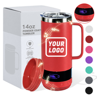 Vaso Térmico Inteligente de Acero Inoxidable de 14oz Personalizable con Pantalla Digital, Asa y Altavoz Inalámbrico para Música