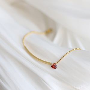 Exquisite and <b>Fashionable</b> Jewelry <b>Bead</b> Chain Pendant Gold-plated Red Heart Zircon Stainless Steel Women's <b>Bracelet</b> Manufacturer - Product Image 2