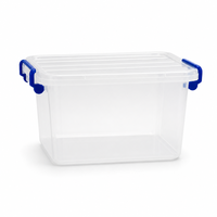 Boîte de rangement transparente Yunuoxi 28 cm, conteneur en plastique empilable avec fermoirs bleus, LFGB sans BPA, vente en gros, usine