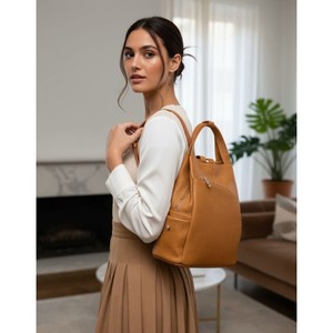 Premium Handmade Leather <b>Backpack</b> Lightweight Stylish Designer Daypack <b>with</b> Multi <b>Compartment</b> Zipper Design for Travel Office - Product Image 4