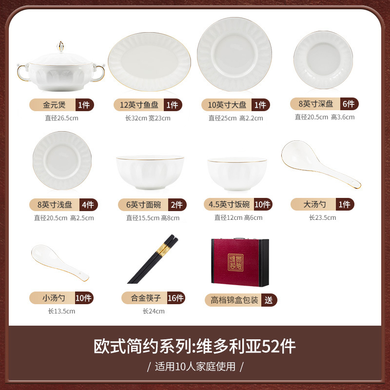 Piezas Victoria-52 para 10 personas con olla de oro y Yuan