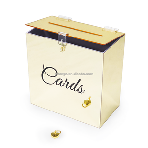 Vàng Bộ Sưu Tập Thiết Kế Phong Bì Nhựa Hiển Thị Có Nhu Cầu Cũng Acrylic Thẻ Quà Tặng Đám Cưới Tiền Hộp Với Khóa Cho Đám Cưới - Product Image 3