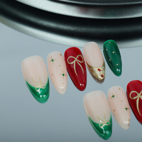 Uñas artificiales hechas a mano; Arco francés colorido pintado a mano; Fábrica de alta calidad reutilizable al por mayor.