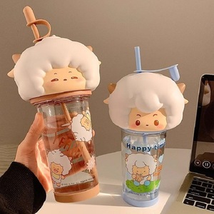 Bouteille d'eau Zuo Mu Cute Cat en Tritan sans BPA avec paille pour le camping et l'usage quotidien - Product Image 3