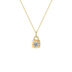 Collier en or 18 carats Xinfly avec diamant de laboratoire 0,30 ct, chaîne de clavicule, fermoir et pendentif paix, ensemble de bijoux fins en or véritable, cadeau - Product Image 5