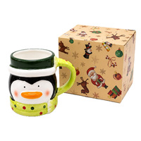 Tasses à café en céramique 3D de Noël, tasses à thé originales peintes à la main, ensemble de tasses cadeaux de Noël pour la famille