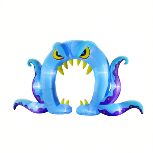 Arche gonflable pieuvre bleue de 3,6 m pour Halloween – Décoration extérieure pour jardin et fête à thème effrayant - Product Image 1