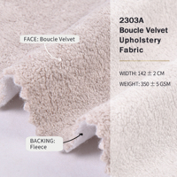 2303A Nouveau Design Velours Bouclé Premium 350GSM pour Canapé de Designer, Haute Résistance des Couleurs, Textile d'Ameublement Domestique