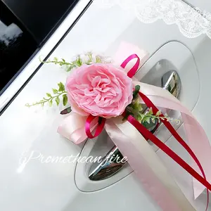2023 venda quente alta qualidade branco rosa vermelho seda falso peônia flores guirlanda casamento carro decoração artificial rosa carro flor