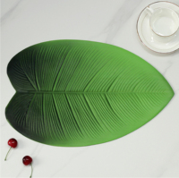 Napperon de table écologique imperméable de 5 mm d'épaisseur, motif feuille de bananier en EVA vert, pour la décoration de la maison et des fêtes