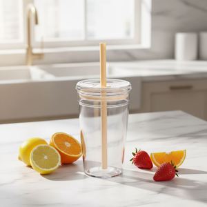 Vaso de Tritán de Grado Alimenticio con Logotipo Personalizado, Colorido, para Agua y Café, 450 ml, Vaso de Plástico con Pajita para Bebidas Energéticas en Polvo - Product Image 1