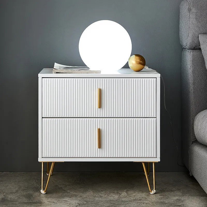 luxury modern 2 drawers bedside table white nordic wood chest drawer sideboard wooden night stand