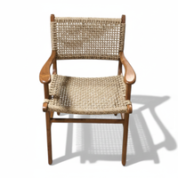 Chaise de salle à manger d'extérieur en bois de teck indonésien moderne, tressée en osier, en bois massif, pour usage agricole et en entrepôt, mobilier de restaurant