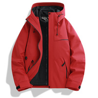 Veste softshell à capuche 3-en-1 avec fermeture éclair, imperméable et coupe-vent, chaude pour la randonnée, le cyclisme et l'escalade en plein air