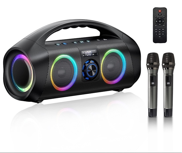 F29-K Wireless Karaoke Speaker Outdoor Bluetooths Party Speaker IPX7 60W Portable Speaker with Rotating Colorful Light