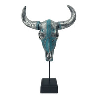 Statue de tête de crâne en résine artisanale, ornements d'animaux de crâne, ornement de base, décoration de bureau