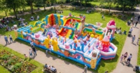 Parcours d'obstacles gonflable commercial Lilytoys Candy Monster avec toboggan aquatique, sauteur en PVC certifié CE