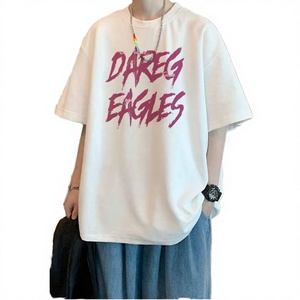 Camiseta de Manga Corta para Hombre, Estilo Urbano, Algodón Puro, Corte Regular, Diseño con Letras, Transpirable, para Verano - Product Image 3