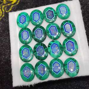 Fait à la main INT22 Opal Malachite Oval Cut 10x13mm Intarsia Gemstone - Product Image 4
