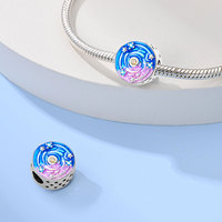 Promo Panas Liontin Perak 925 Bentuk Bunga Iris, Langit Berbintang, Bunga Matahari, dan Hati untuk Aksesoris Gelang Manik-Manik DIY, Perhiasan Fashion, Liontin Tetesan Minyak
