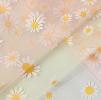 Tissu en dentelle 20D Daisy Lace Swiss Net respirant 19gsm ultra-fin 100% polyester pour jupe, vêtement, tulle imprimé doux comme de la soie