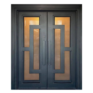 GA-40G Golden Aero, Puerta de Entrada Moderna de Madera Sólida con Vidrio, Apertura Manual, Acabado de Superficie de Lujo, Diseño Doble, Corte CNC - Product Image 4