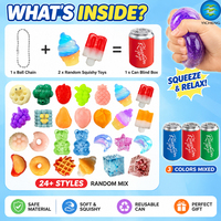 Lot de 24 jouets squishy en boîte surprise, en TPR souple à remontée lente, anti-stress, jouets à presser, jouet surprise fidget squishy, cadeau pour enfants