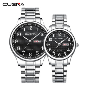 นาฬิกาคู่รัก Cuena 6103 รุ่นยอดนิยม หน้าปัดแสดงวันที่ ขนาด 43 มม. ตัวเรือนโลหะผสม สายสแตนเลส กันน้ำ 3BAR - Product Image 4