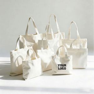 Factory Wholesale Custom Logo Plain White Blank Canvas Reusable ECO-Friendly Shopping Bags Canvas Tote Bag for Supermarket - Product Image 1