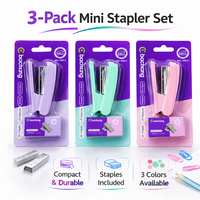 Pastellfarbener Mini-Heftapparat in 3 Sortierten Farben Kreatives Niedliches Kleines Heftgerät