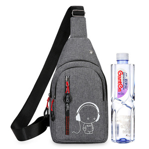 Men's Chest Bag Oxford Cloth Gray Black Blue Printing Fashionable Leisure Travel Crossbody Bag Multi Layer Outdoor Use - Product Image 5