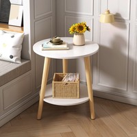 Table d'appoint ronde moderne pour petits espaces Pieds en bois massif Assemblage facile Décoration intérieure Table basse d'appoint pour meubles de salon