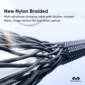 Miccell hợp kim nhôm 3 trong 1 USB sạc nhanh cáp 3A nylon bện cáp điện 3 trong 1 USB sạc cáp dữ liệu - Product Image 4