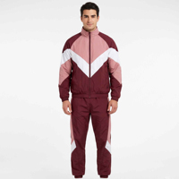 Ensemble de survêtement deux pièces pour homme avec logo personnalisé, veste coupe-vent zippée et pantalon de jogging, ensemble de sport color block