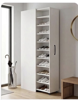 Meuble à chaussures sur mesure avec étagères coulissantes, rangement pour chaussures de la plinthe au plafond pour entrée, organisateur de chaussures avec porte battante, meuble de placard